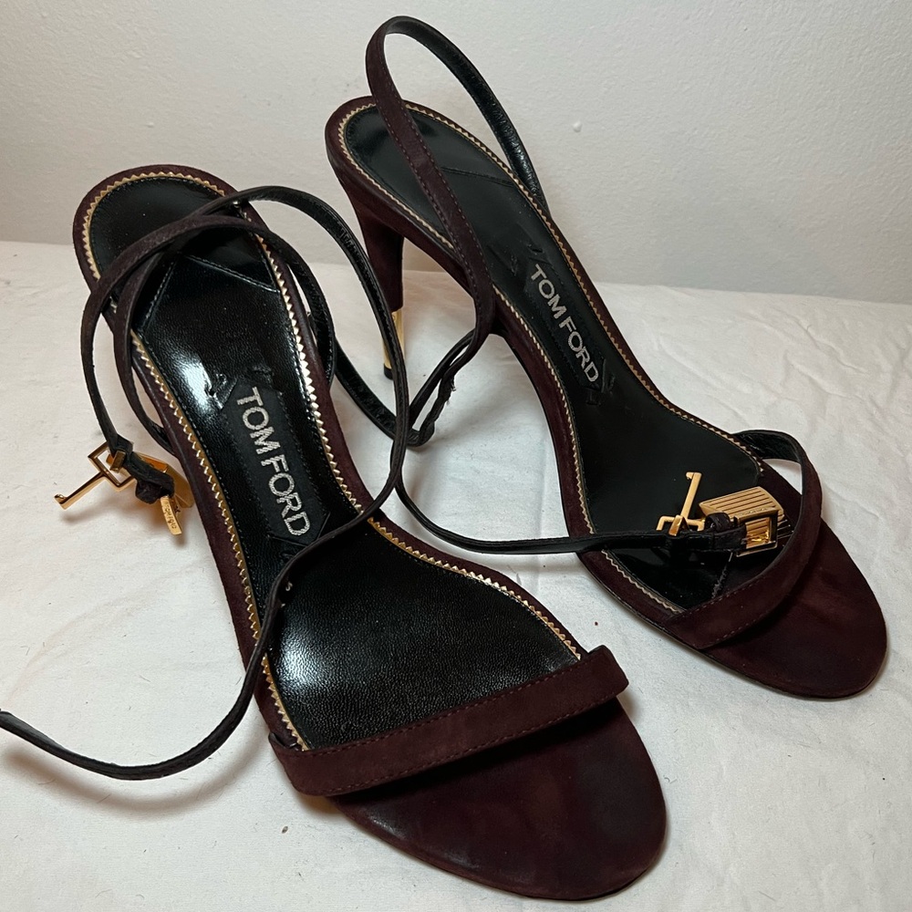Tom Ford Heels brown suede with locks